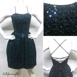 Vintage 80s 90s GUNNE SAX Jessica McCLINTOCK Sequin Party Dress XS 0 2